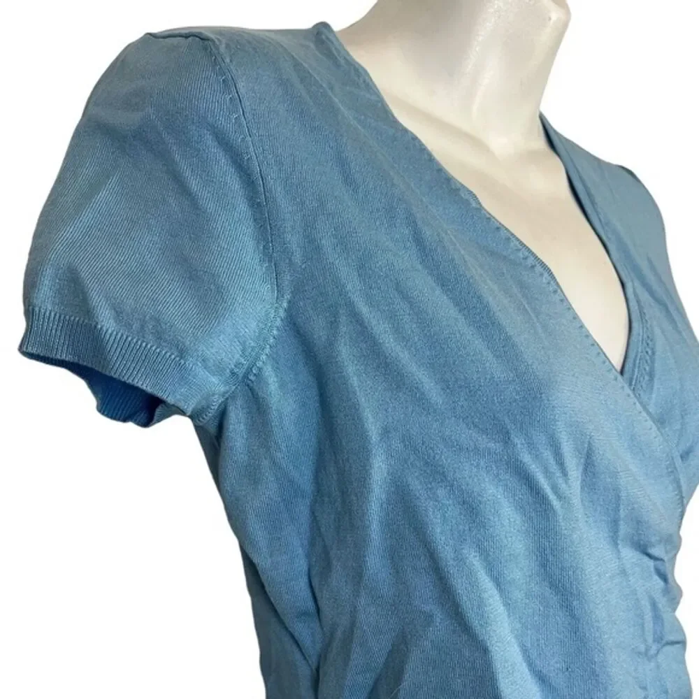 Ann Taylor Loft Y2K Silk Blend Knit Thin Short Sleeve Wrap Look Sweater NWT XS
